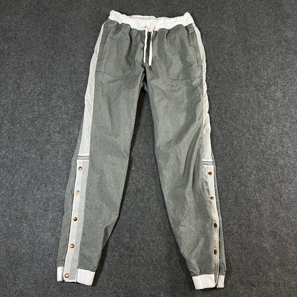 Lululemon Gray White Side Snap Athletic Jogger Pants Womens Size 4